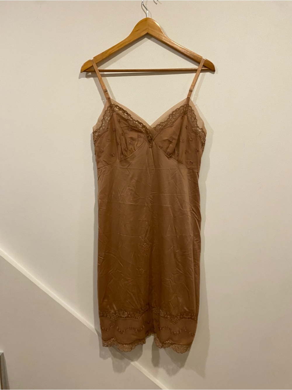 VINTAGE Lace trimmed Slip Dress